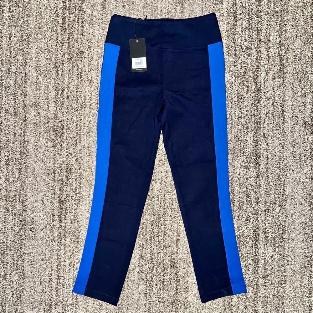 Peach Women's Sumida Crop Pant Leggings Colorblock Navy Blue NWT - Picture 1 of 9